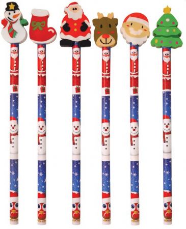 30 Christmas pencils with eraser from Andersons Wholesale (PBTX YAN002)